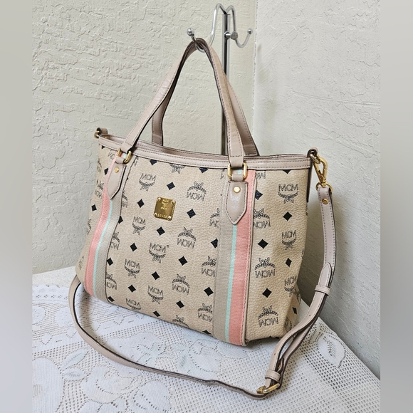 MCM Cream Handbag With Long Handle Satchel AUTHENTIC - Picture 2 of 16